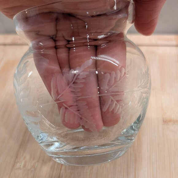 Jelly Sugar Glass Jar Decorated with Etched Leaves - Picture 4 of 7